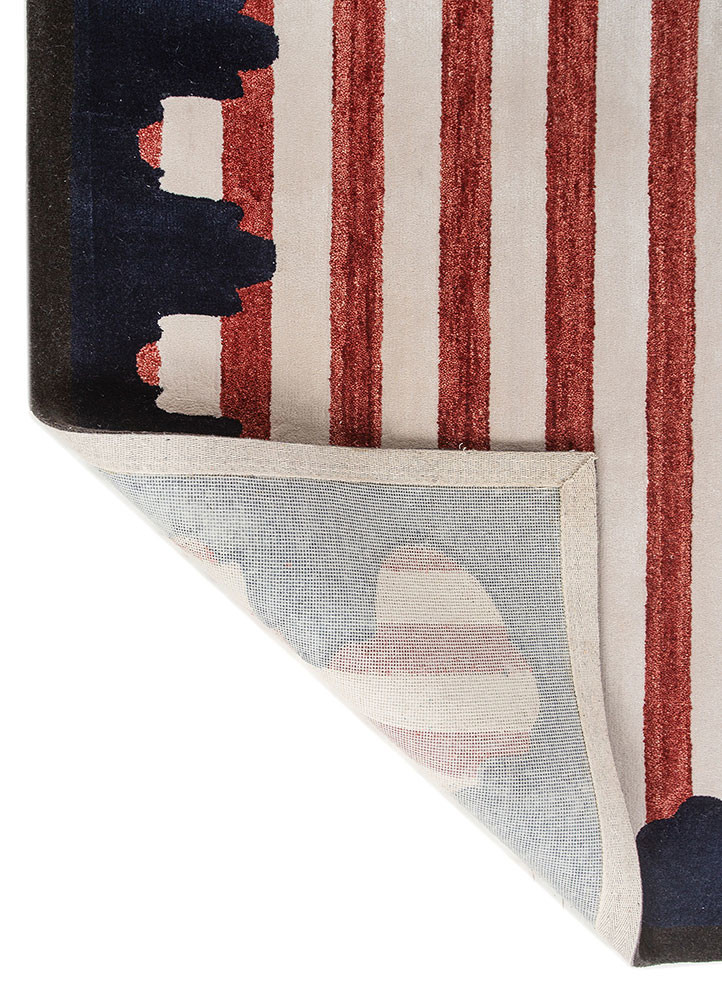 alhambra ivory wool and viscose hand tufted Rug - Backing Shot