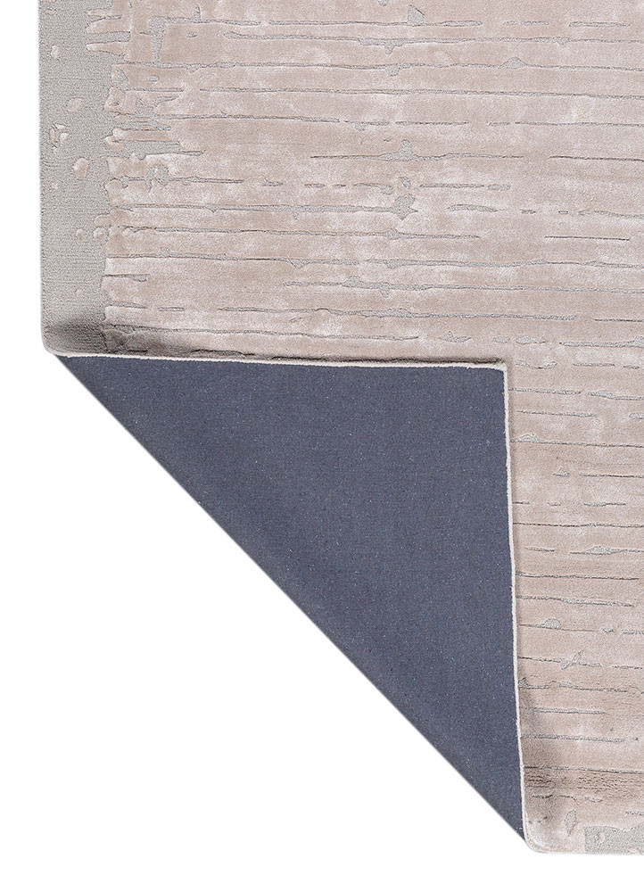 white noise ivory wool and viscose hand tufted Rug - Backing Shot
