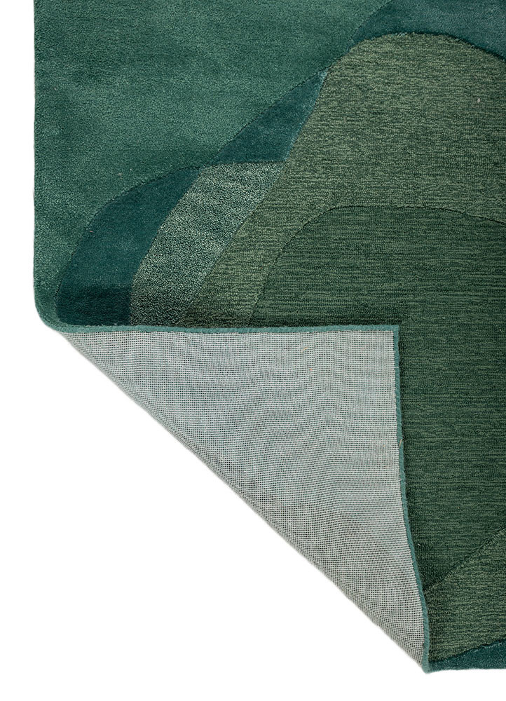 joy green wool and viscose hand tufted Rug - Backing Shot