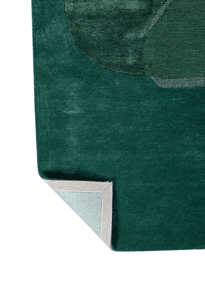 joy green wool and viscose hand tufted Rug - Backing Shot