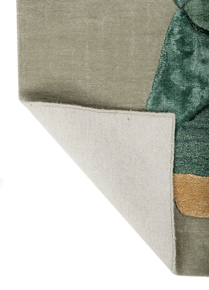 joy green wool and viscose hand tufted Rug - Backing Shot