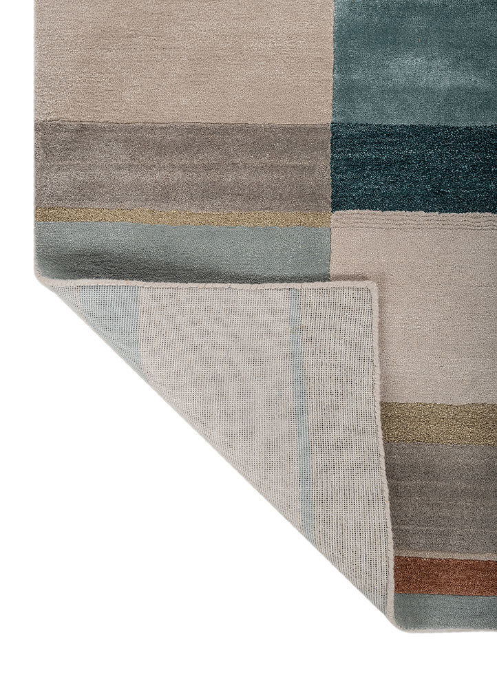 caliedo beige and brown wool and viscose hand tufted Rug - Backing Shot