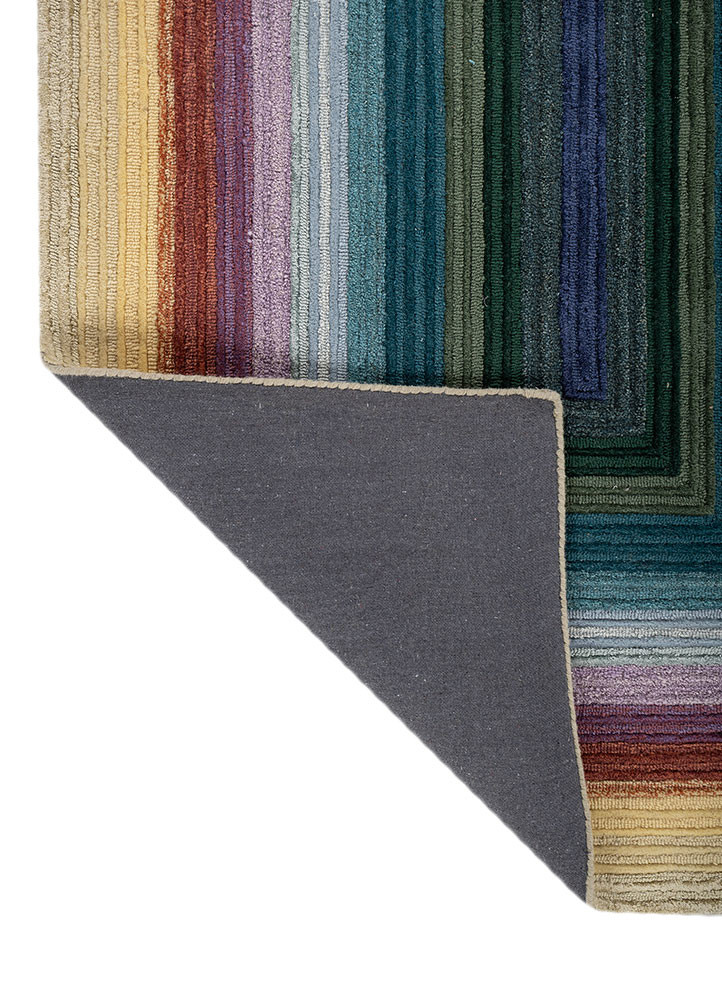 linear gold wool and viscose hand tufted Rug - Backing Shot