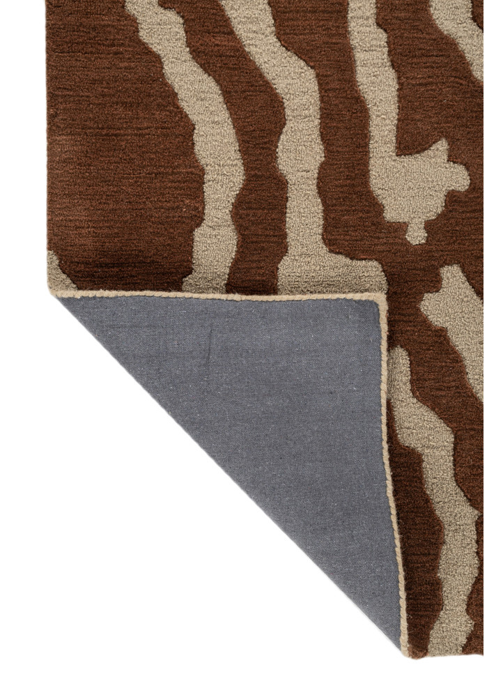 linear ivory wool and viscose hand tufted Rug - Backing Shot