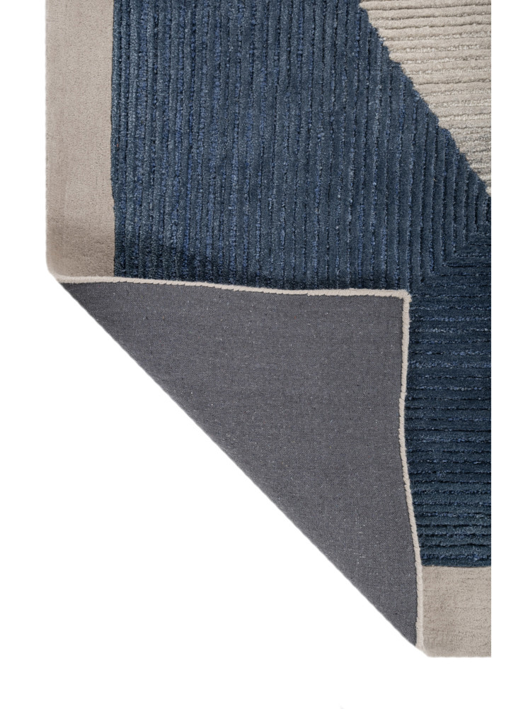 linear ivory wool and viscose hand tufted Rug - Backing Shot