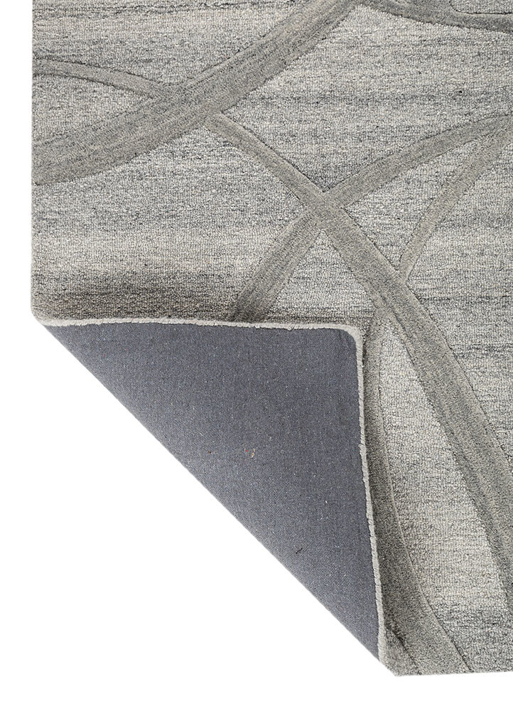 pathways blue wool hand tufted Rug - Backing Shot