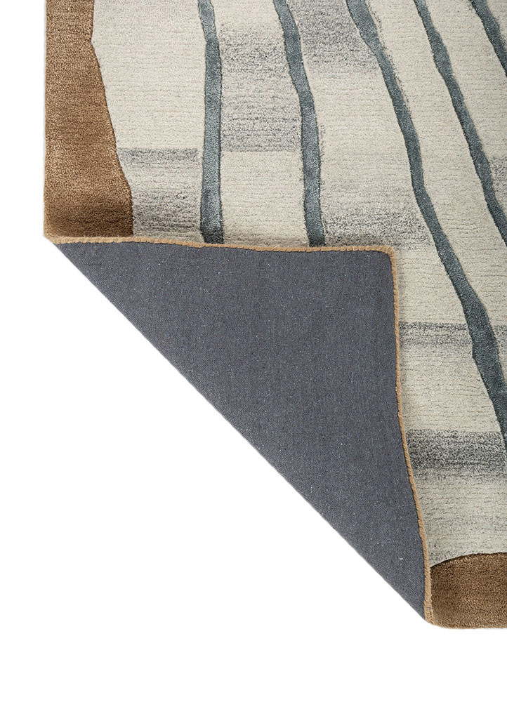 acar beige and brown wool hand tufted Rug - Backing Shot acar beige and brown wool hand tufted Rug - Backing Shot