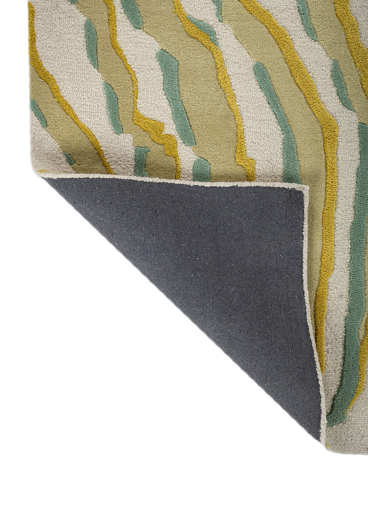 linear ivory wool hand tufted Rug - Backing Shot