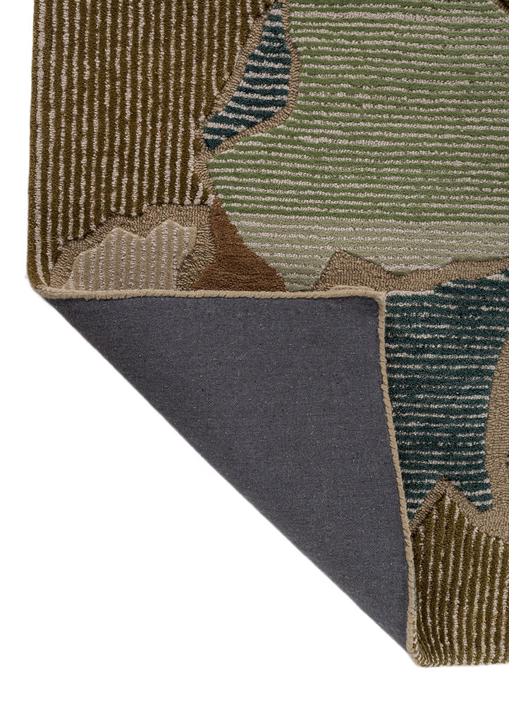 linear beige and brown wool hand tufted Rug - Backing Shot linear beige and brown wool hand tufted Rug - Backing Shot