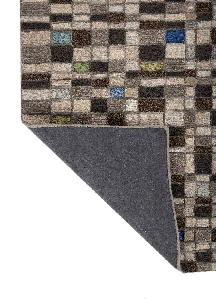 acar ivory wool and viscose hand tufted Rug - Backing Shot