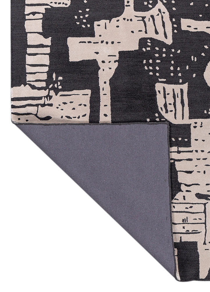 pathways grey and black wool hand tufted Rug - Backing Shot pathways grey and black wool hand tufted Rug - Backing Shot