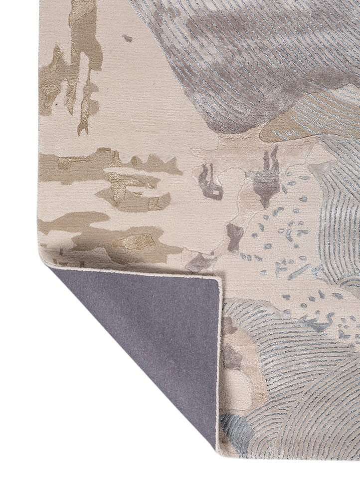 white noise grey and black wool and viscose hand tufted Rug - Backing Shot white noise grey and black wool and viscose hand tufted Rug - Backing Shot