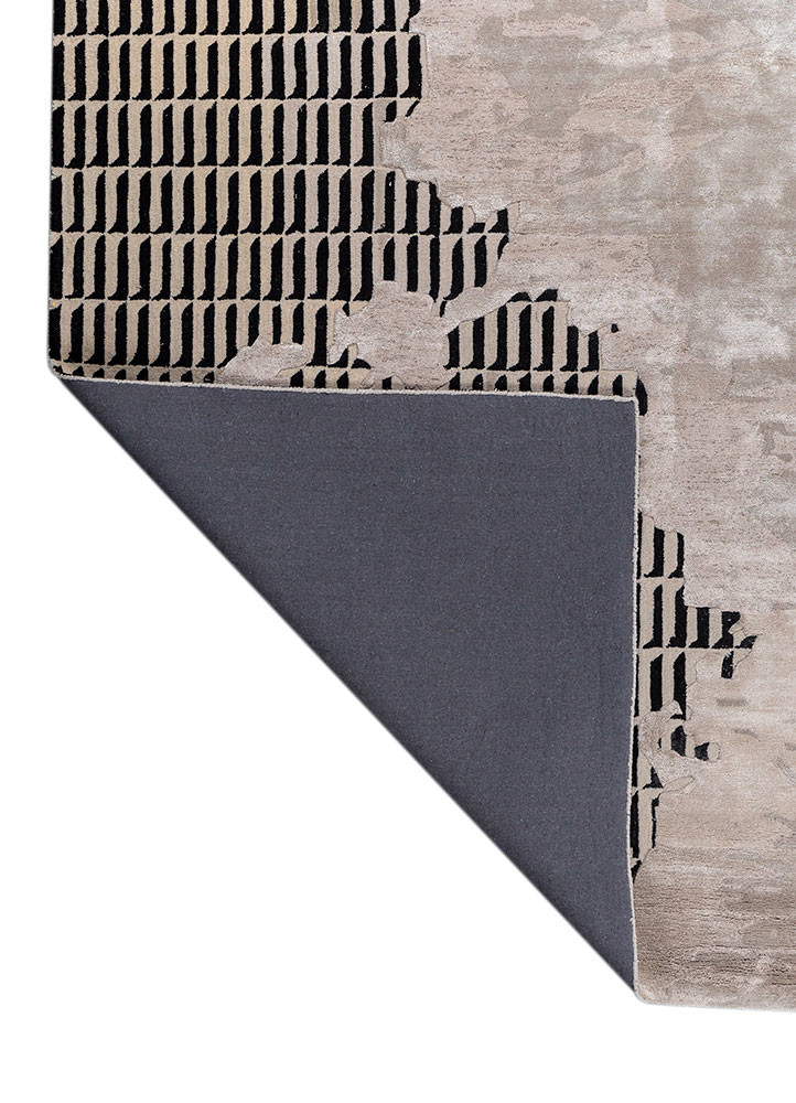 adrift grey and black wool and viscose hand tufted Rug - Backing Shot