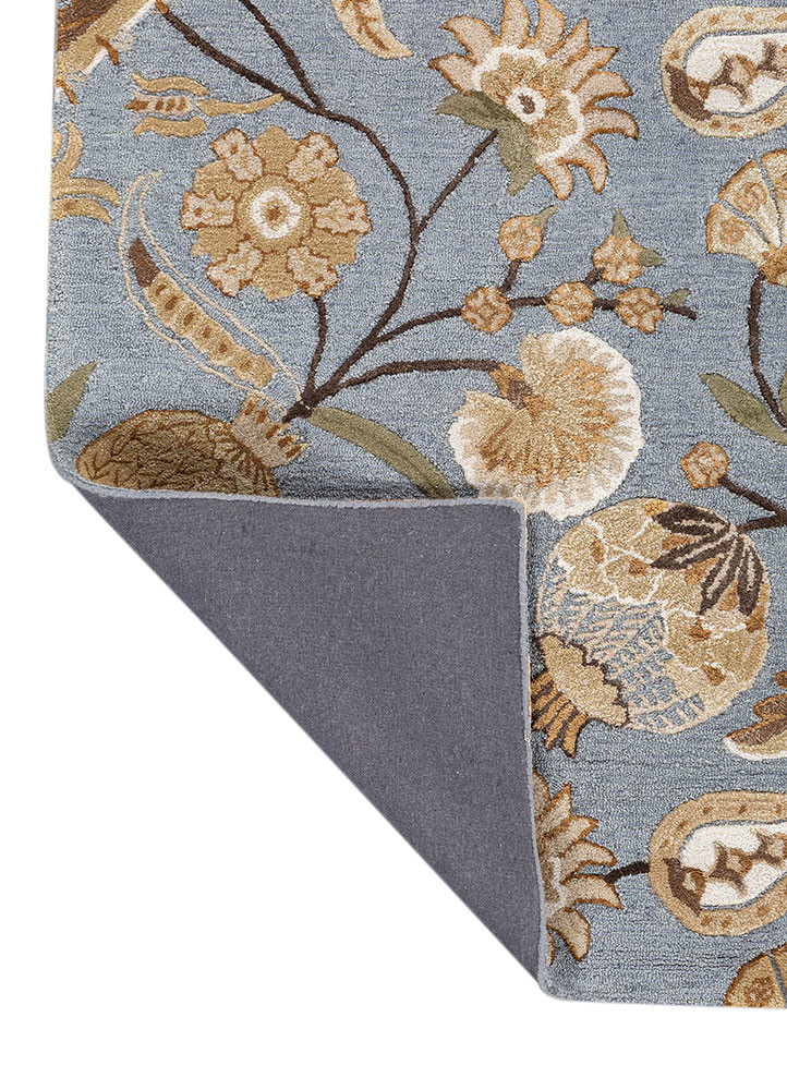 hacienda blue wool and viscose hand tufted Rug - Backing Shot