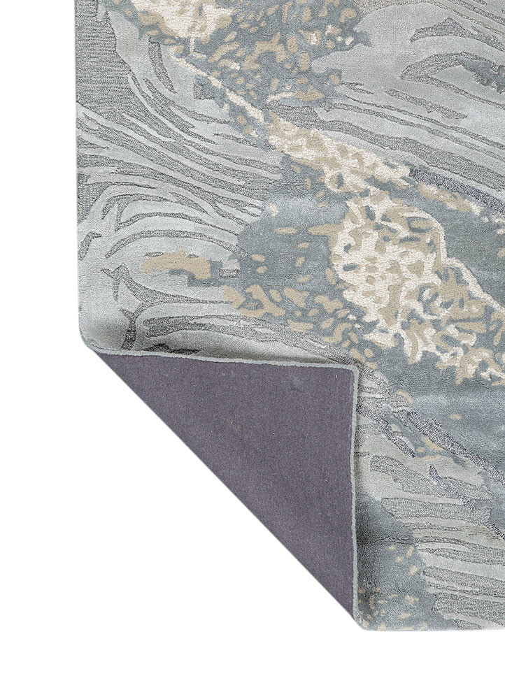 white noise blue wool and viscose hand tufted Rug - Backing Shot white noise blue wool and viscose hand tufted Rug - Backing Shot
