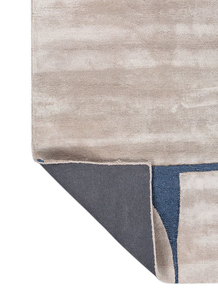 white noise grey and black wool and viscose hand tufted Rug - Backing Shot