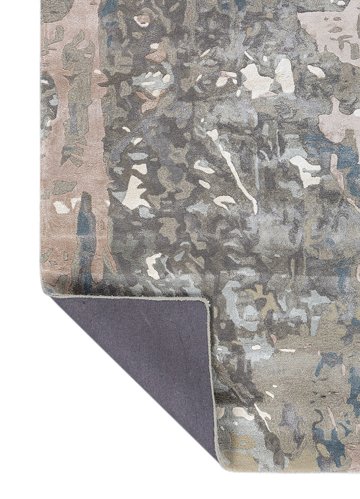 white noise blue wool and viscose hand tufted Rug - Backing Shot