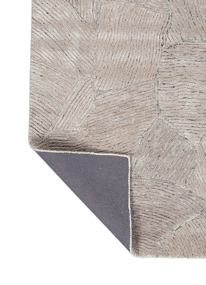 white noise grey and black wool and viscose hand tufted Rug - Backing Shot white noise grey and black wool and viscose hand tufted Rug - Backing Shot