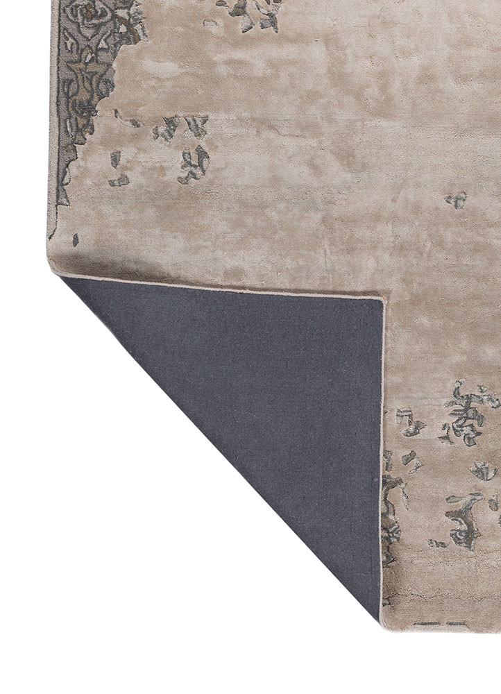 mythos ivory wool and viscose hand tufted Rug - Backing Shot