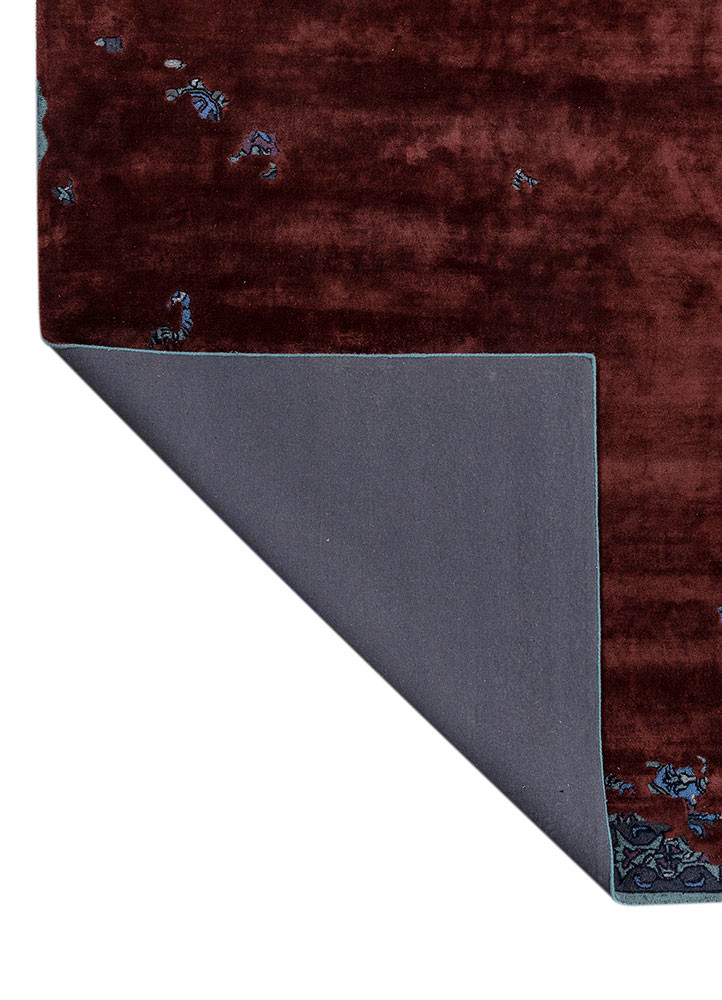 mythos red and orange wool and viscose hand tufted Rug - Backing Shot