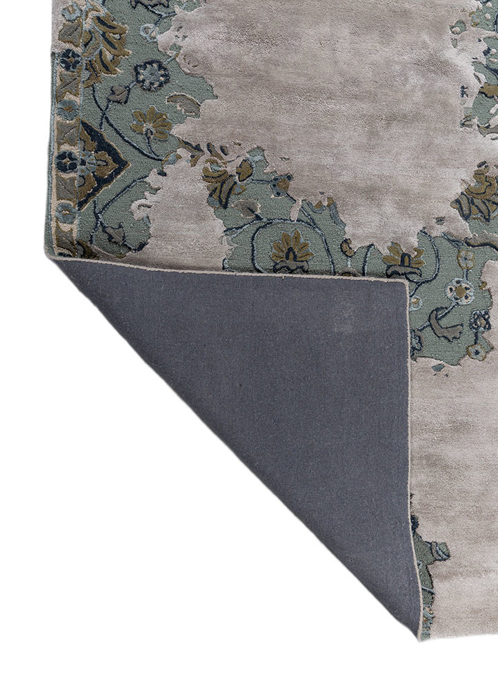 mythos grey and black wool and viscose hand tufted Rug - Backing Shot