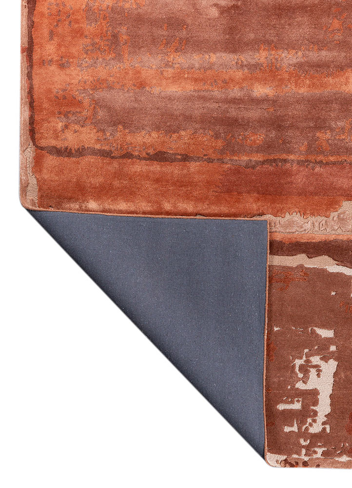 white noise red and orange wool and viscose hand tufted Rug - Backing Shot white noise red and orange wool and viscose hand tufted Rug - Backing Shot