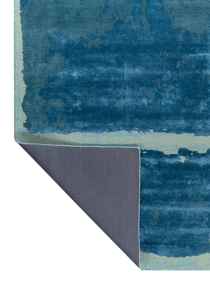 white noise blue wool and viscose hand tufted Rug - Backing Shot white noise blue wool and viscose hand tufted Rug - Backing Shot