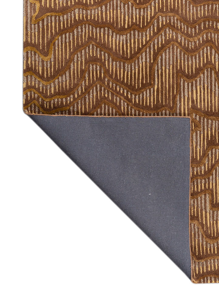 white noise red and orange wool and viscose hand tufted Rug - Backing Shot