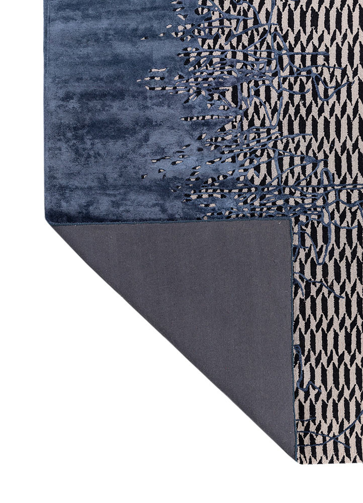 adrift blue wool and viscose hand tufted Rug - Backing Shot adrift blue wool and viscose hand tufted Rug - Backing Shot