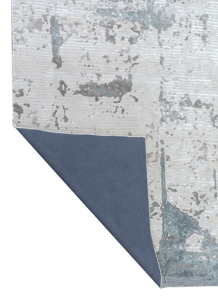 white noise ivory wool and viscose hand tufted Rug - Backing Shot