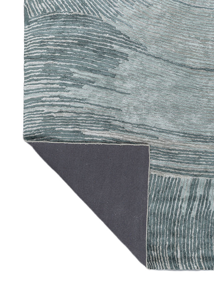 lucid blue viscose hand tufted Rug - Backing Shot
