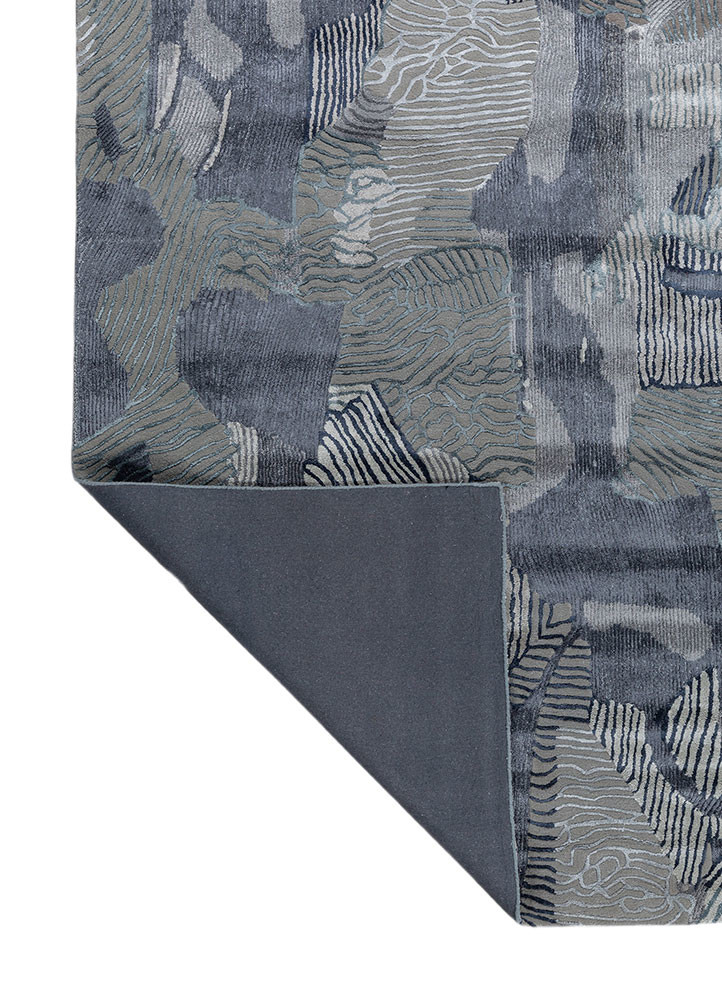 white noise blue wool and viscose hand tufted Rug - Backing Shot white noise blue wool and viscose hand tufted Rug - Backing Shot