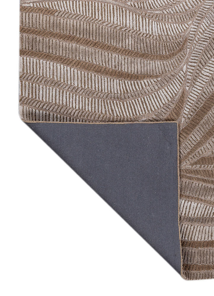 lucid beige and brown wool and viscose hand tufted Rug - Backing Shot lucid beige and brown wool and viscose hand tufted Rug - Backing Shot
