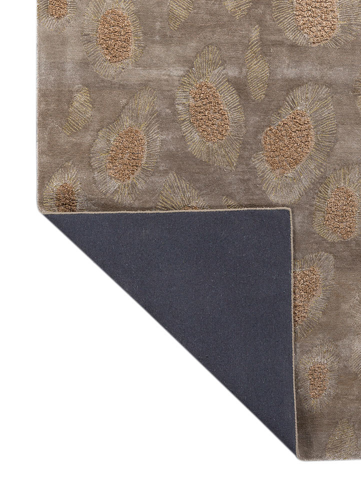aurelia beige and brown wool and viscose hand tufted Rug - Backing Shot