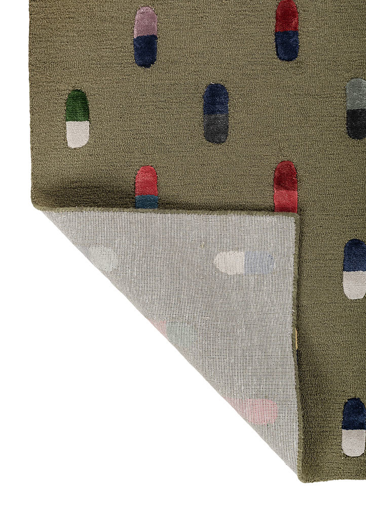 placebo green wool and viscose hand tufted Rug - Backing Shot placebo green wool and viscose hand tufted Rug - Backing Shot