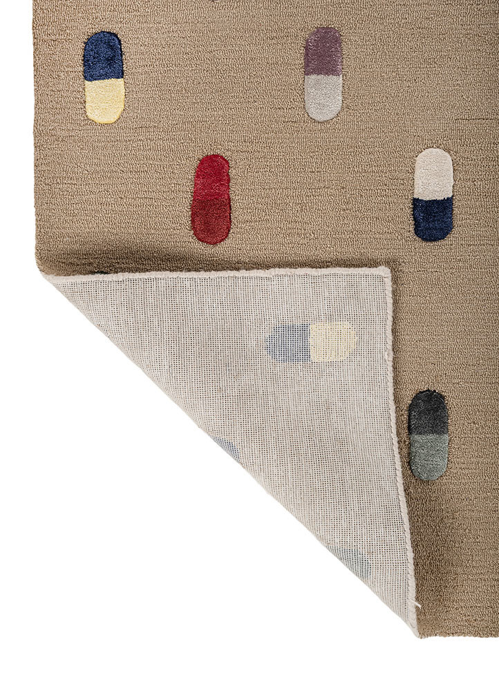 placebo beige and brown wool and viscose hand tufted Rug - Backing Shot placebo beige and brown wool and viscose hand tufted Rug - Backing Shot