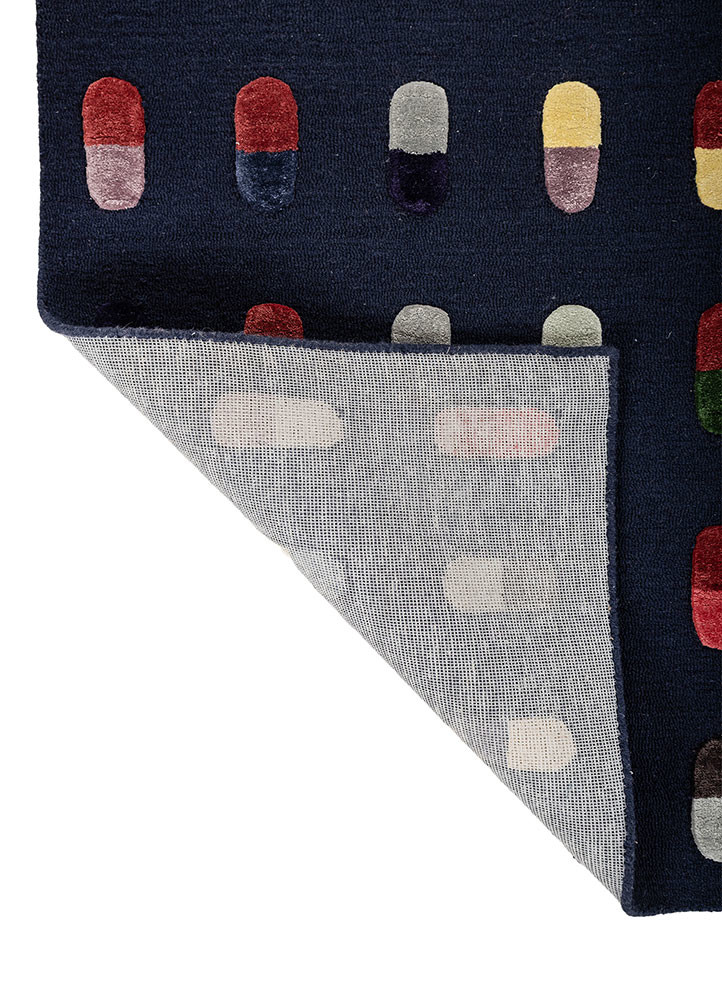 placebo blue wool and viscose hand tufted Rug - Backing Shot placebo blue wool and viscose hand tufted Rug - Backing Shot