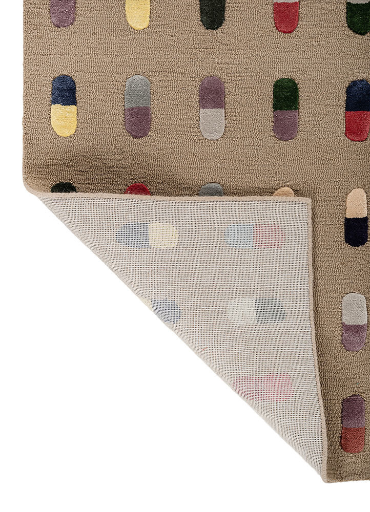 placebo beige and brown wool and viscose hand tufted Rug - Backing Shot placebo beige and brown wool and viscose hand tufted Rug - Backing Shot