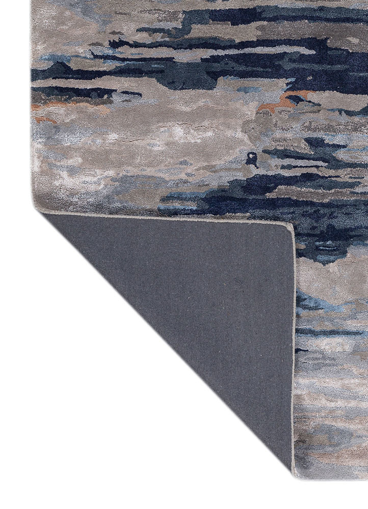 genesis grey and black wool and viscose hand tufted Rug - Backing Shot genesis grey and black wool and viscose hand tufted Rug - Backing Shot