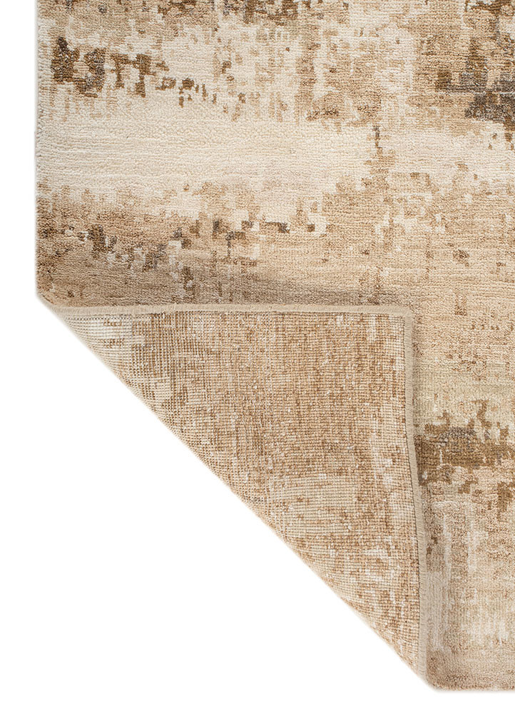 entropy ivory wool and silk hand knotted Rug - Backing Shot entropy ivory wool and silk hand knotted Rug - Backing Shot