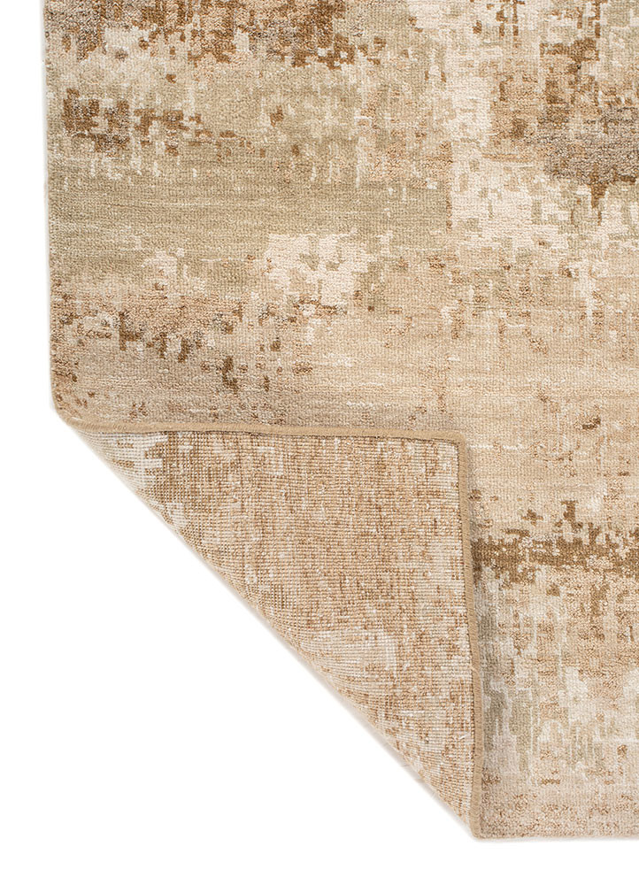 entropy beige and brown wool and silk hand knotted Rug - Backing Shot entropy beige and brown wool and silk hand knotted Rug - Backing Shot