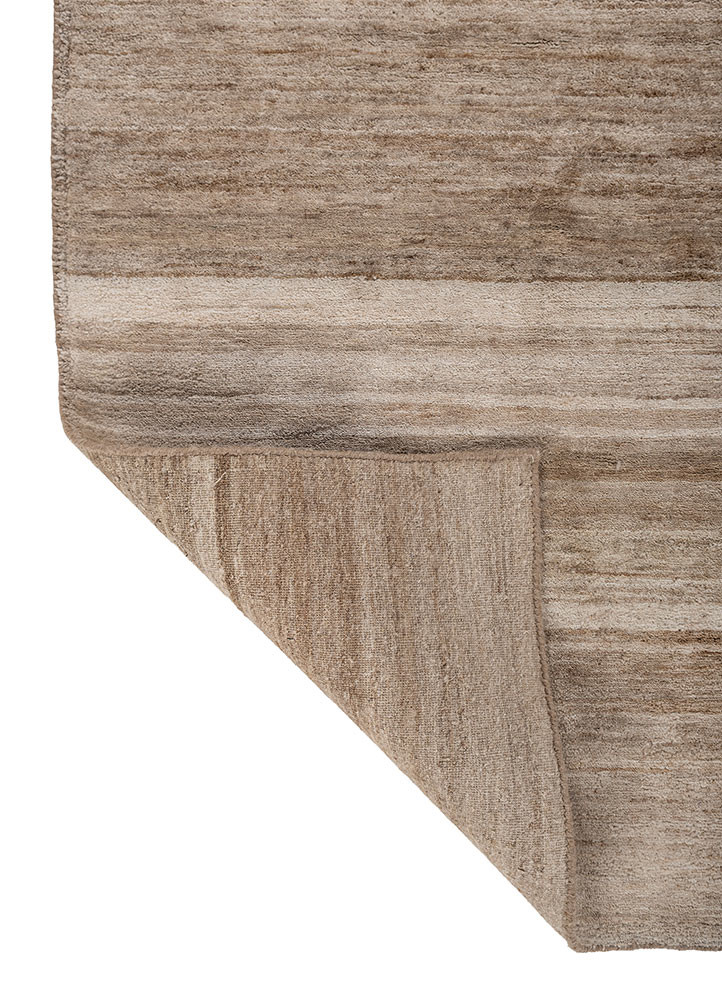 kairos beige and brown nettle hand knotted Rug - Backing Shot