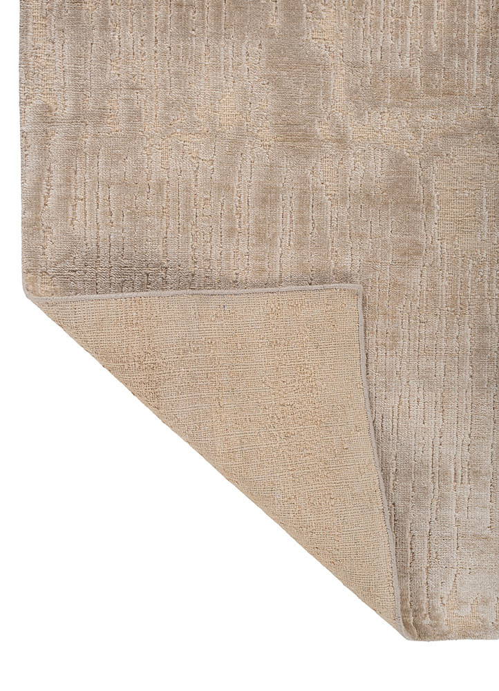 aprezo beige and brown silk hand knotted Rug - Backing Shot