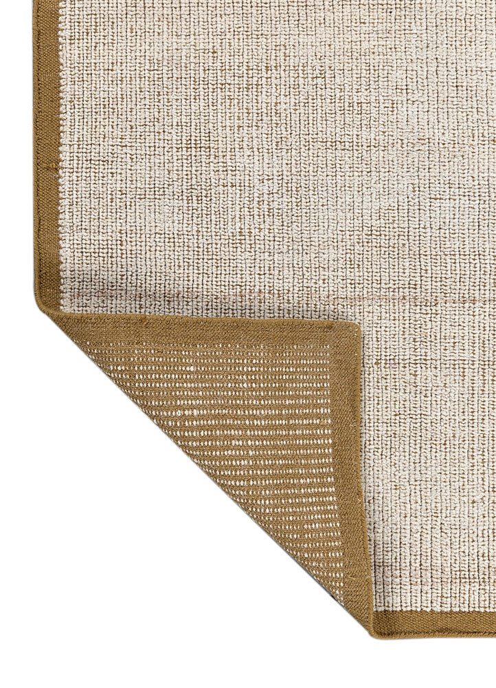 basis gold wool hand loom Rug - Backing Shot