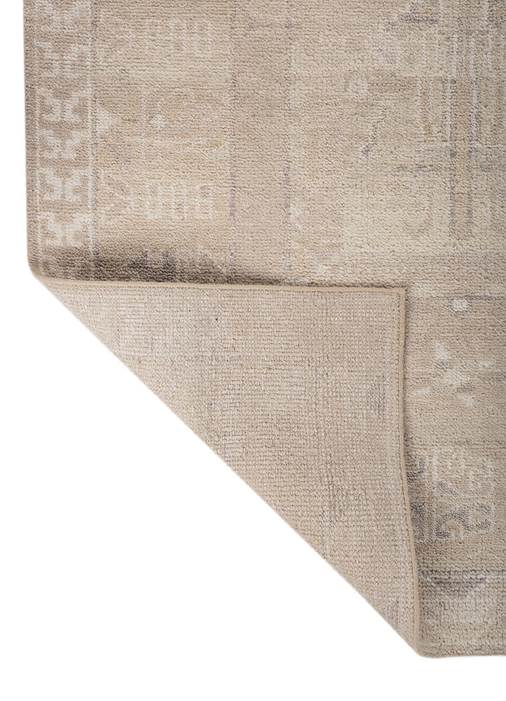 thyme ivory wool hand knotted Rug - Backing Shot
