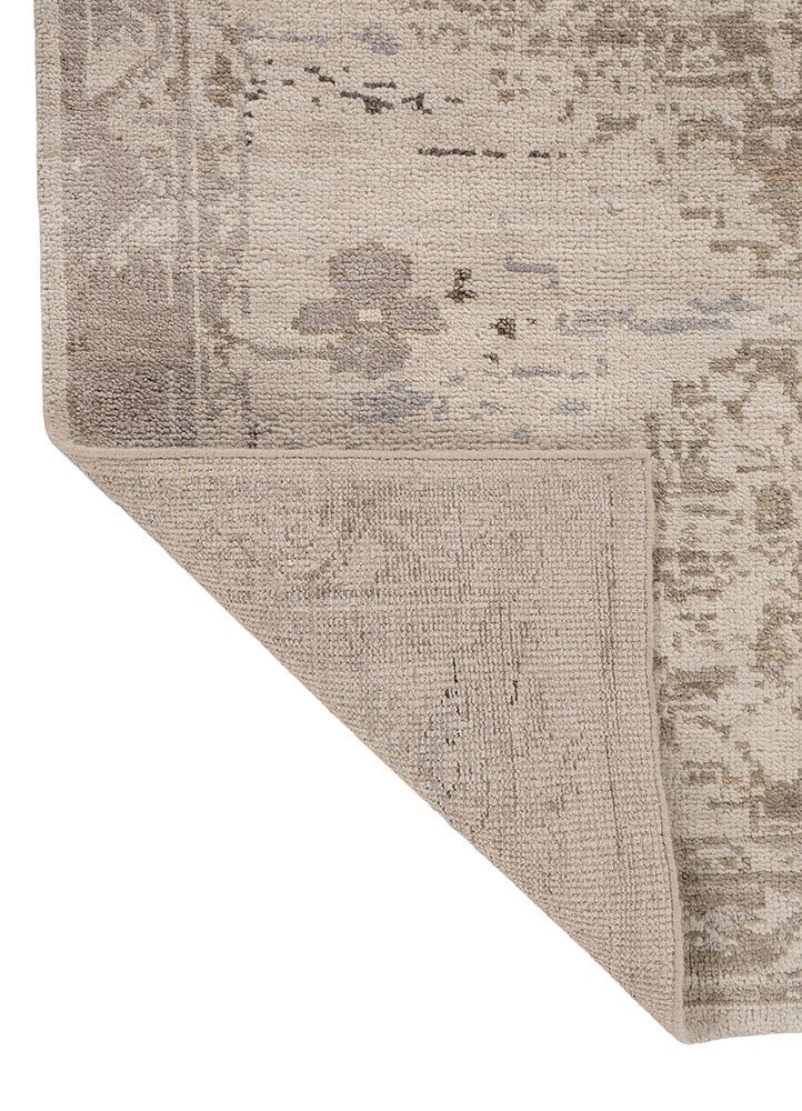 savana beige and brown wool hand knotted Rug - Backing Shot savana beige and brown wool hand knotted Rug - Backing Shot
