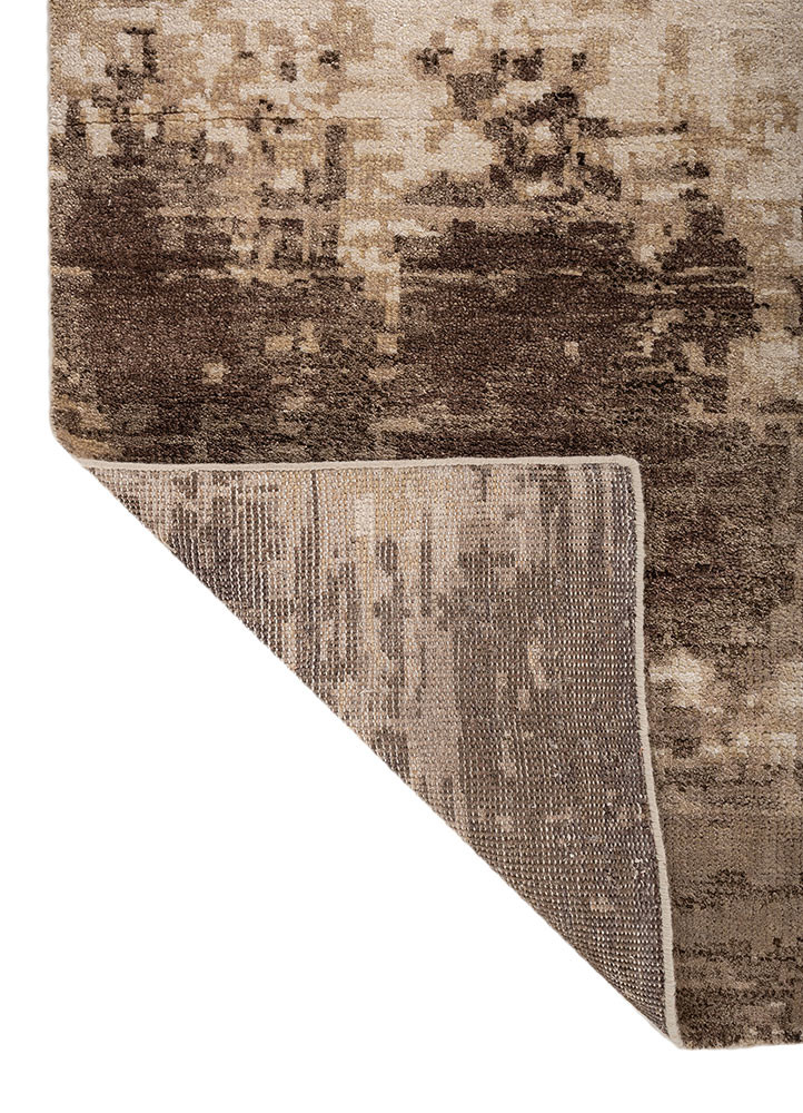 aprezo ivory wool and bamboo silk hand knotted Rug - Backing Shot
