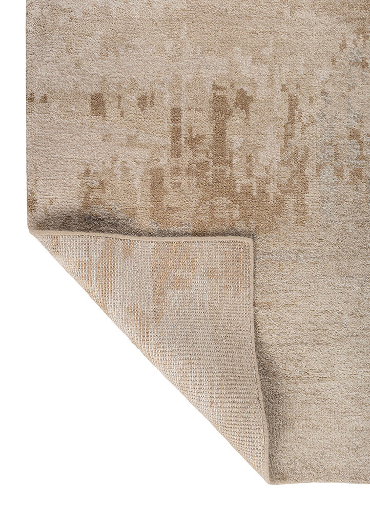aprezo ivory wool and bamboo silk hand knotted Rug - Backing Shot