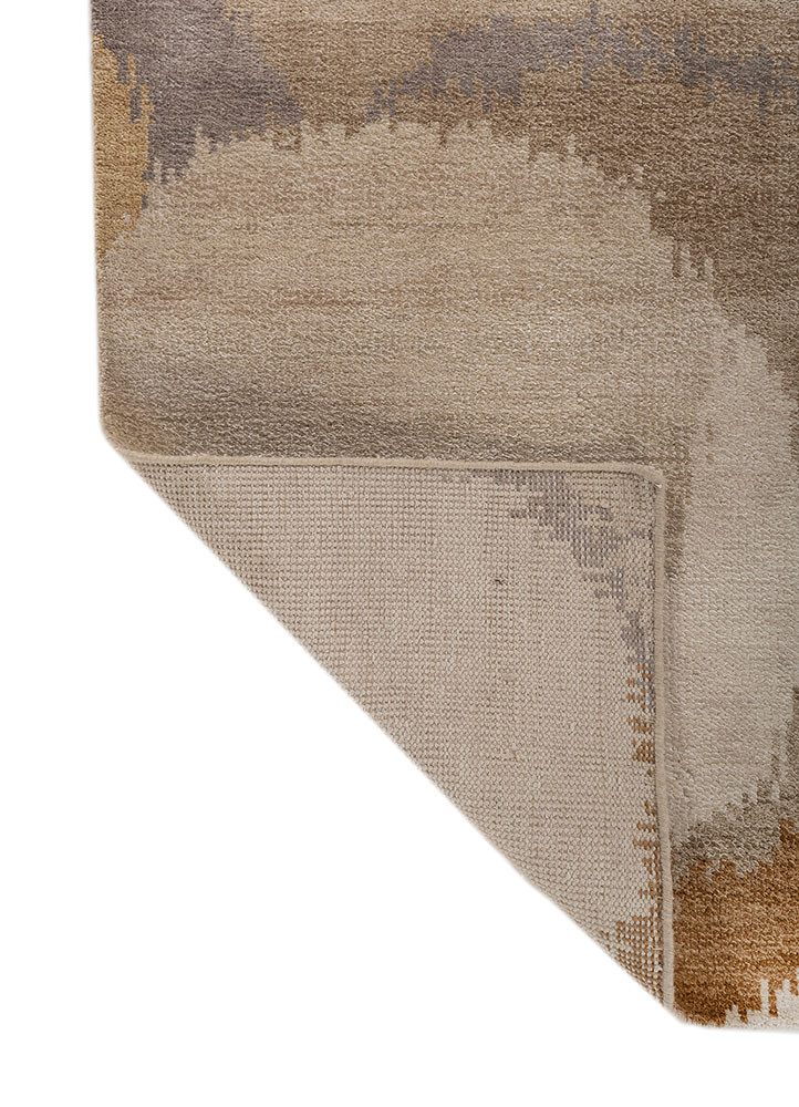 aprezo ivory wool and bamboo silk hand knotted Rug - Backing Shot