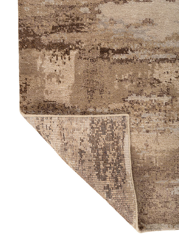 aprezo beige and brown wool and bamboo silk hand knotted Rug - Backing Shot aprezo beige and brown wool and bamboo silk hand knotted Rug - Backing Shot